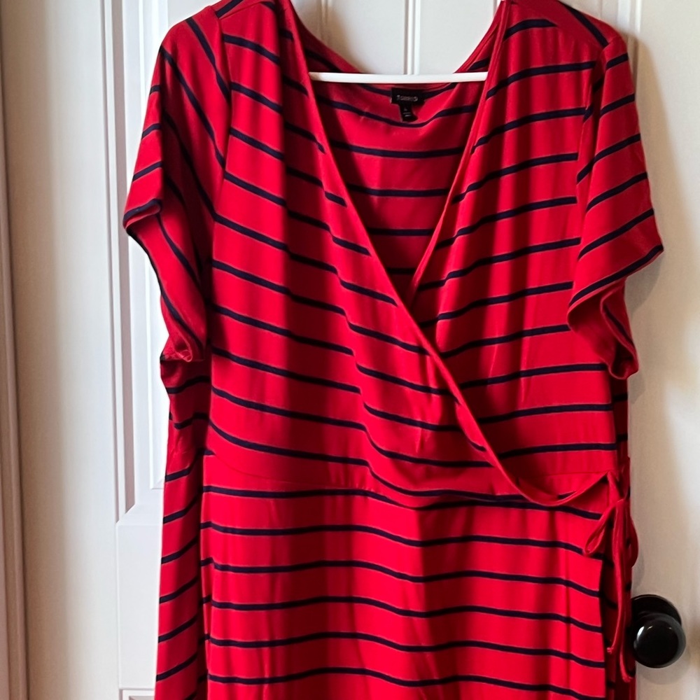 Torrid Red/Navy Striped Dress